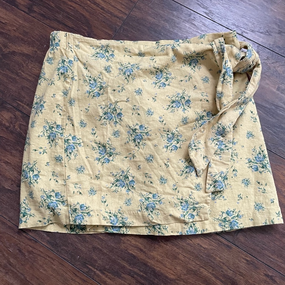 Floral Yellow Wrap Skirt